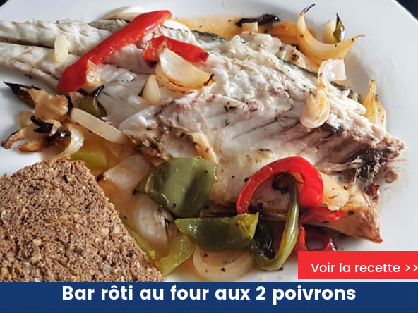 Bar rôti au four aux 2 poivrons